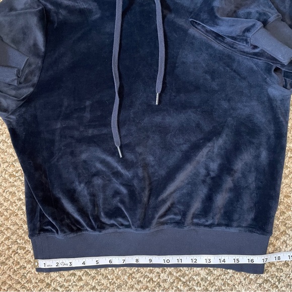 Urban Outfitters Easy Does It Velour Hoodie Sweatshirt - Midnight Blue - Picture 9 of 12